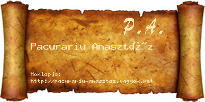 Pacurariu Anasztáz névjegykártya